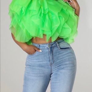 Green ruffle top